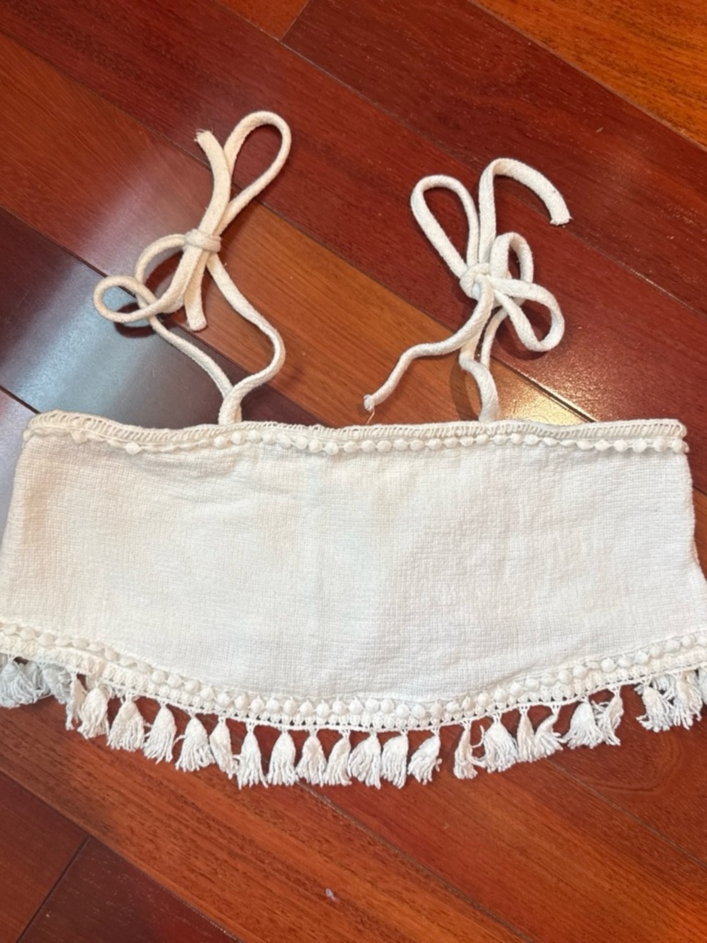 White Tassel Cropped Tank Top